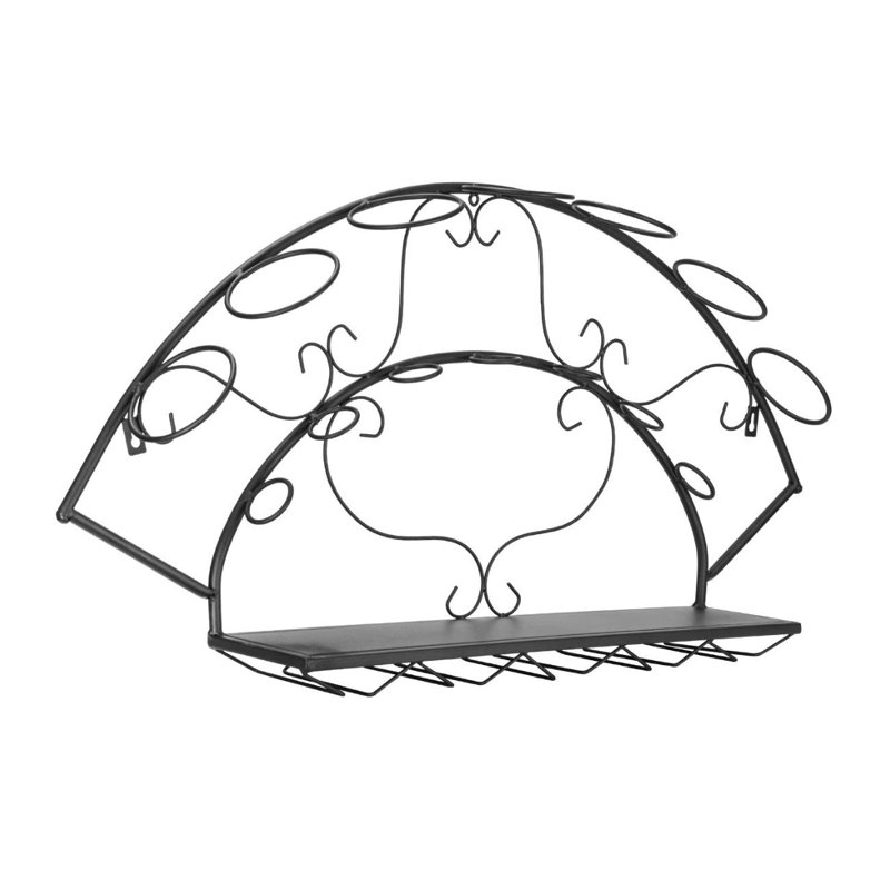 Red Barrel Studio® Tathana 7 Bottle Wall Mounted Wine Bottle & Glass